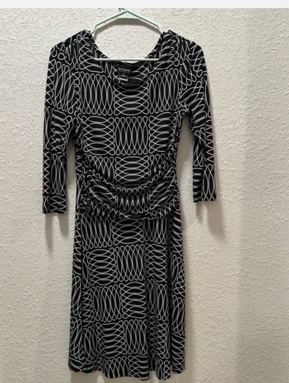 NEW Enfocus Studio Navy and White Long Sleeve Fit & Flare Dress Sz 12